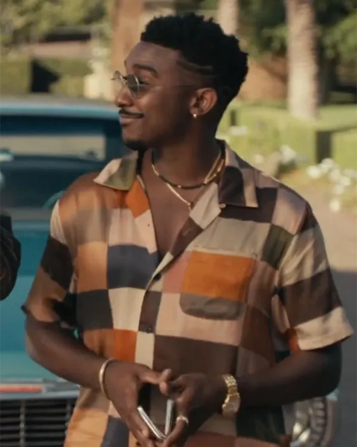 Bel-Air Jordan L. Jones Brown Patchwork Print Shirt Bel-Air Jordan L. Jones Brown Patchwork Print Shirt