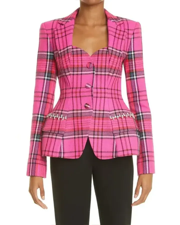 Bel-Air S1 E2 Hilary Banks Pink Plaid Blazer Jacket Bel-Air S1 E2 Hilary Banks Pink Plaid Blazer Jacket