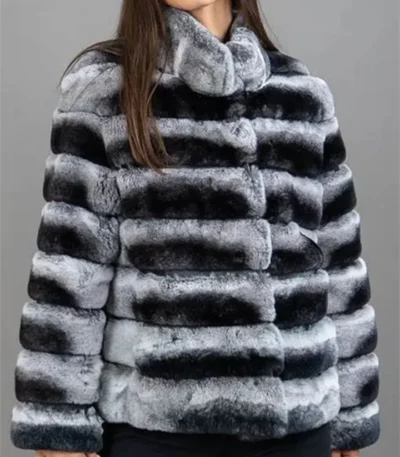 Belinda Real Chinchilla Fur Women Coat Jacket