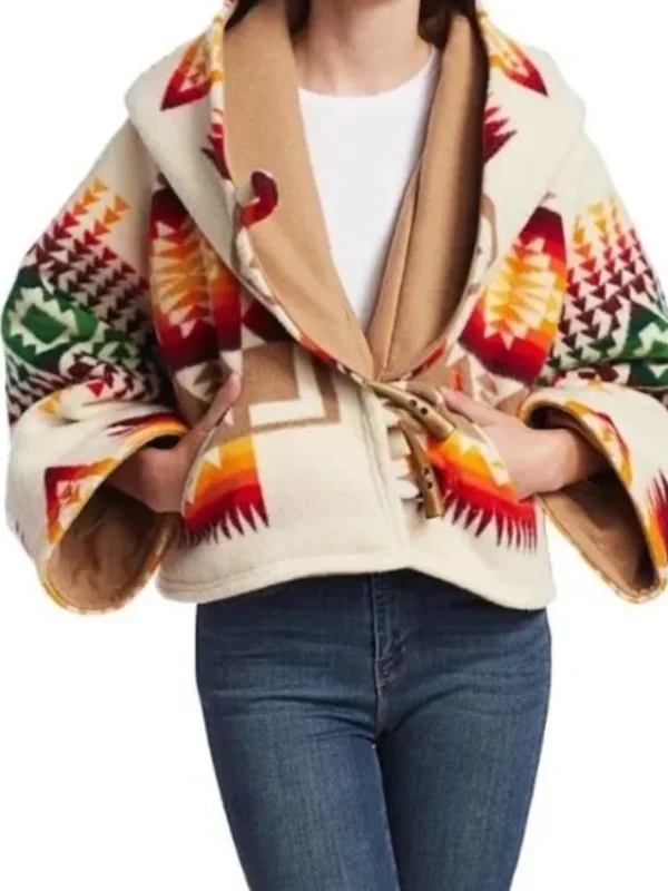 Beth Dutton Printed Wool Cropped Cloak
