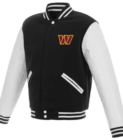 Black-White Washington Commanders Letterman Jacket