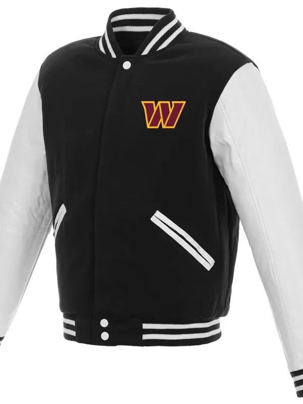 Black-White Washington Commanders Letterman Jacket