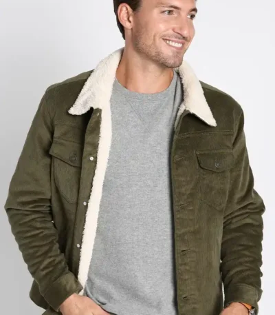 Blake Charcoal Corduroy Green Trucker Jacket