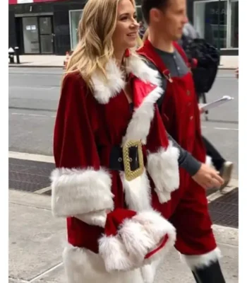Blue Bloods Vanessa Ray Red Shearling Santa Coat