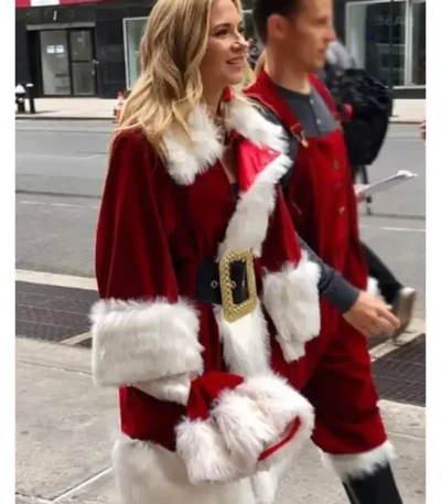 Blue Bloods Vanessa Ray Red Shearling Santa Coat
