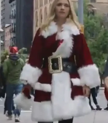 Blue Bloods Vanessa Ray Red Shearling Santa Coat