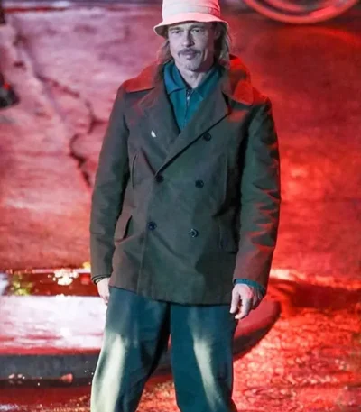 Brad Pitt Bullet Train Double Breasted Brown Cotton Peacoat