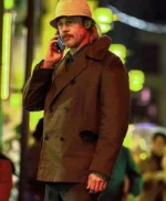 Brad Pitt Bullet Train Double Breasted Brown Cotton Peacoat