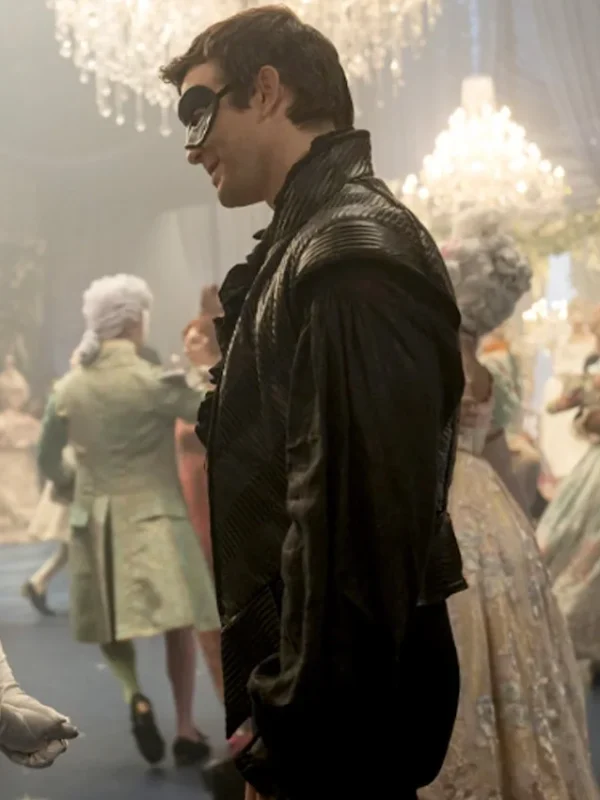 Bridgerton Luke Thompson Black Leather Vest