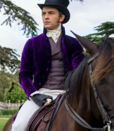 Bridgerton S02 Anthony Prince Long Purple Coat