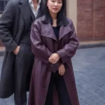 Bridgerton Sophie Baek Leather Coat