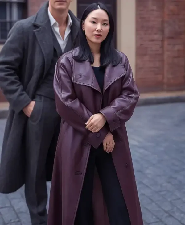 Bridgerton Sophie Baek Leather Coat
