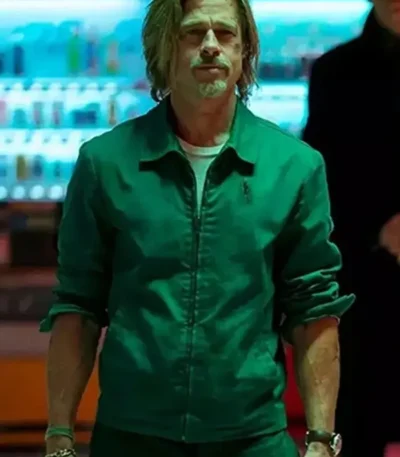 Bullet Train Brad Pitt Green Cotton Jacket