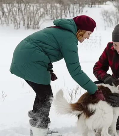 Christmas with the Campbells Brittany Snow Green Puffer Jacket