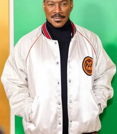 Candy Cane Lane 2023 Eddie Murphy White Bomber Jacket