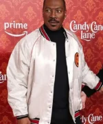 Candy Cane Lane 2023 Eddie Murphy White Bomber Jacket