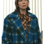 Carrie Preston Elsbeth S02 Blue Plaid Trench Coat