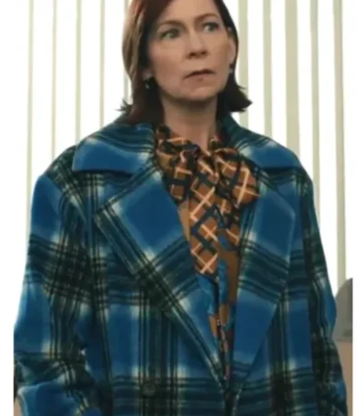 Carrie Preston Elsbeth S02 Blue Plaid Trench Coat