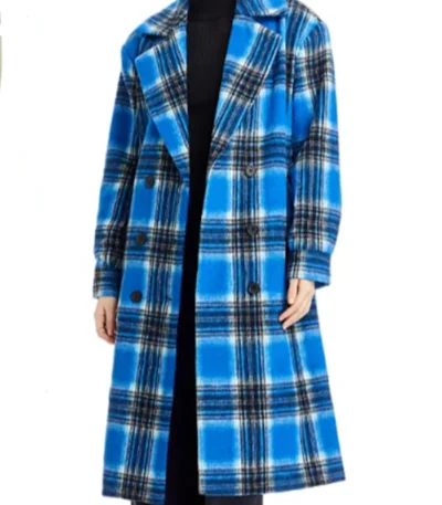 Carrie Preston Elsbeth S02 Blue Plaid Trench Coat
