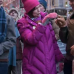 Carrie Preston Elsbeth S02 Purple Puffer Coat