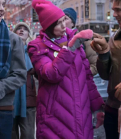 Carrie Preston Elsbeth S02 Purple Puffer Coat