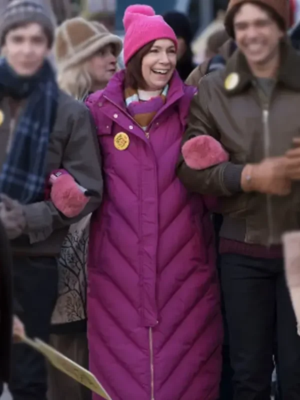Carrie Preston Elsbeth S02 Purple Puffer Coat