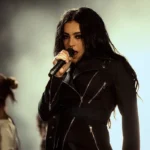 Charli XCX Performing Outside Lands Black Biker Coat