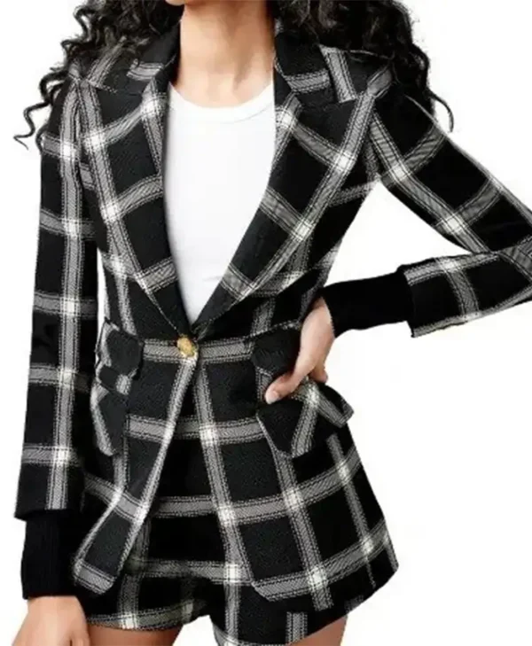 Charmed Mel Vera Black White Plaid Blazer