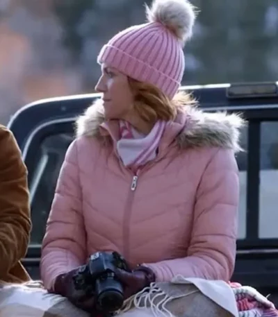 Christmas With The Campbells Brittany Snow Pink Puffer Jacket