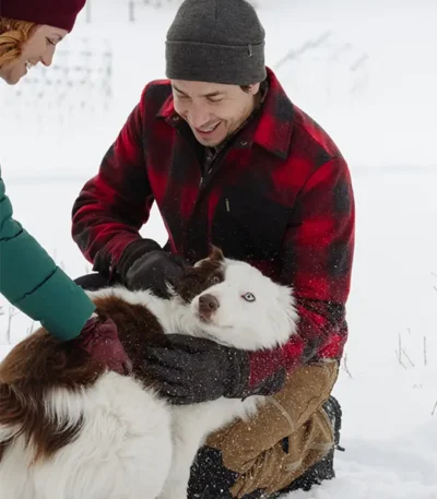 Christmas With The Campbells Justin Long Red Plaid Jacket
