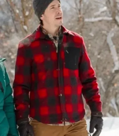 Christmas With The Campbells Justin Long Red Plaid Jacket