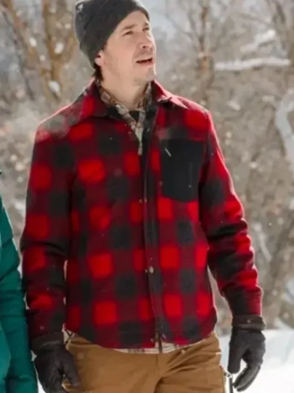 Christmas With The Campbells Justin Long Red Plaid Jacket