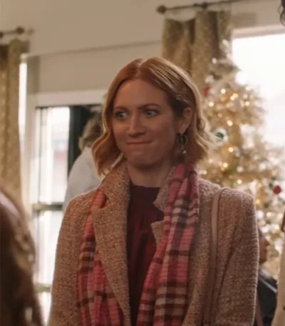 Christmas with the Campbells 2022 Brittany Snow Pink Trench Coat