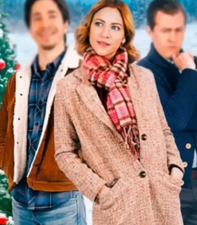 Christmas with the Campbells 2022 Brittany Snow Pink Trench Coat
