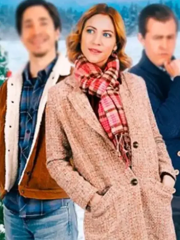 Christmas with the Campbells 2022 Brittany Snow Pink Trench Coat