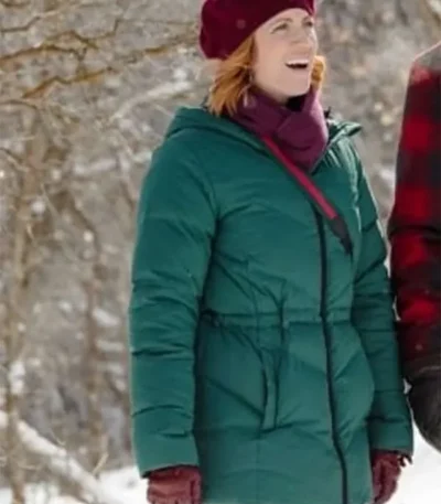 Christmas with the Campbells Brittany Snow Green Puffer Jacket