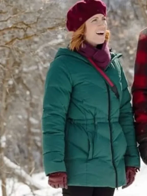 Christmas with the Campbells Brittany Snow Green Puffer Jacket