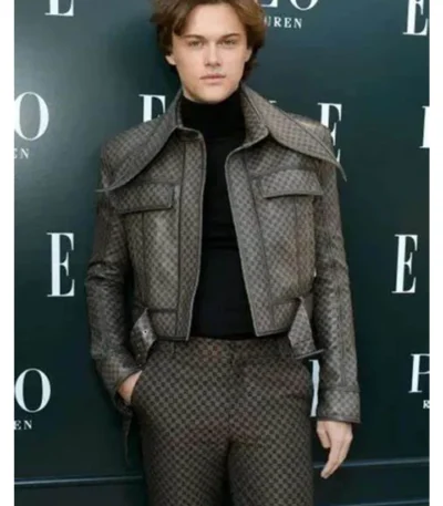 Christopher Briney ELLE Hollywood Rising 2023 Leather Jacket