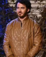 Claim To Fame Kevin Jonas Brown Quilted Leather Jacket