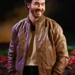 Claim To Fame Kevin Jonas Brown Quilted Leather Jacket