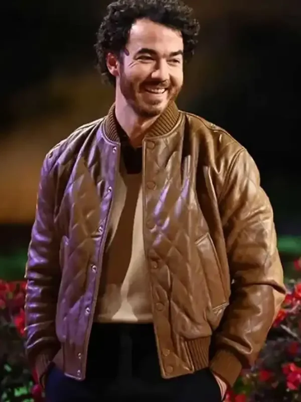 Claim To Fame Kevin Jonas Brown Quilted Leather Jacket