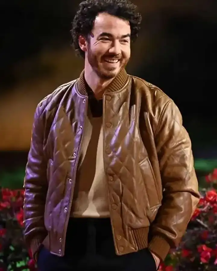 Claim To Fame Kevin Jonas Brown Quilted Leather Jacket Claim To Fame Kevin Jonas Brown Quilted Leather Jacket