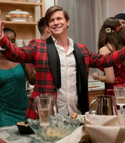 Dash and Lily Edgar Checkered Tuxedo Jacket