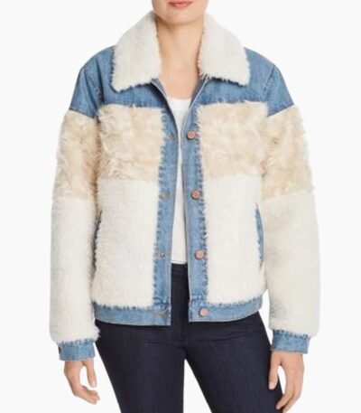 Dash and Lily Sofia Fur Blue Denim Jacket