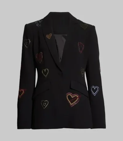 Days Of Our Lives Stephanie Johnson Black Sequin Heart Blazer