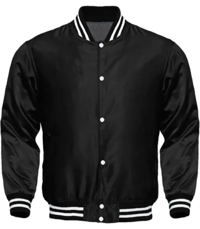 Deacon Black Letterman Varsity Bomber Jacket