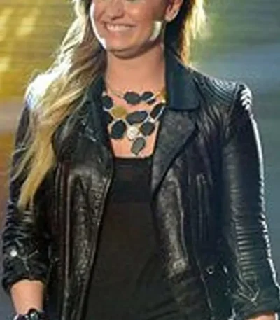 Demi Lovato American Idol Black Biker Leather Jacket