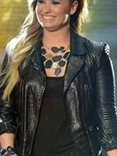 Demi Lovato American Idol Black Biker Leather Jacket