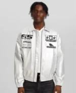 Dois às 10 2023 Miguel Cristovinho Metallic Silver Leather Jacket