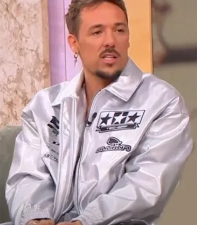 Dois às 10 2023 Miguel Cristovinho Metallic Silver Leather Jacket